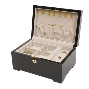 Multi-tone Italian Inlay Scrolled Border Jewelry Box Black Enamel - All