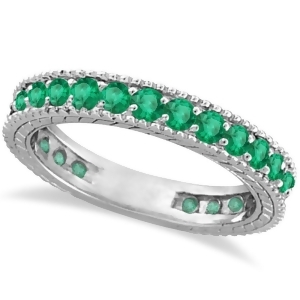 Emerald Eternity Ring Anniversary Ring Band 14k White Gold 1.16ct - All
