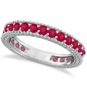 Ruby Eternity Ring Anniversary Ring Band 14k White Gold 1.16ct - All