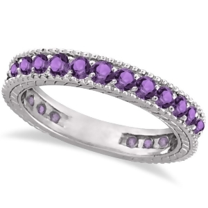 Amethyst Eternity Ring Anniversary Ring Band 14k White Gold 1.16ct - All