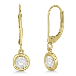 Leverback Dangling Drop Diamond Earrings 14k Yellow Gold 1.50ct - All