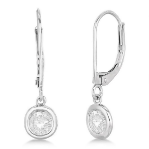 Leverback Dangling Drop Diamond Earrings 14k White Gold 1.50ct - All