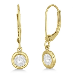 Leverback Dangling Drop Diamond Earrings 14k Yellow Gold 2.00ct - All