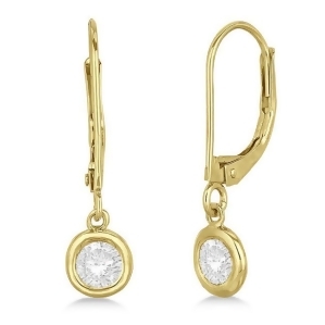 Leverback Dangling Drop Diamond Earrings 14k Yellow Gold 1.00ct - All