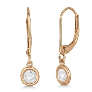 Leverback Dangling Drop Diamond Earrings 14k Rose Gold 1.00ct - All