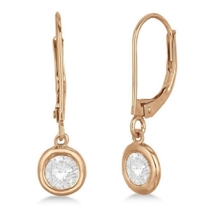 Leverback Dangling Drop Diamond Earrings 14k Rose Gold 2.00ct - All