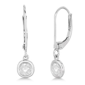 Leverback Dangling Drop Diamond Earrings 14k White Gold 1.00ct - All