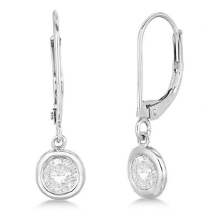 Leverback Dangling Drop Diamond Earrings 14k White Gold 2.00ct - All