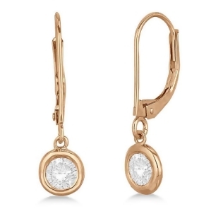 Leverback Dangling Drop Diamond Earrings 14k Rose Gold 1.50ct - All
