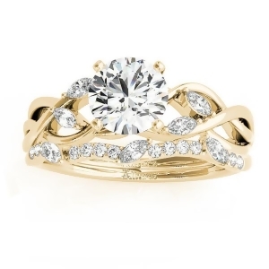 Diamond Marquise Vine Leaf Bridal Set Setting 14k Yellow Gold 0.43ct - All