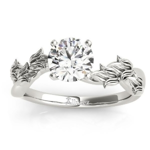 Solitaire Tulip Vine Leaf Engagement Ring Setting 14k White Gold - All