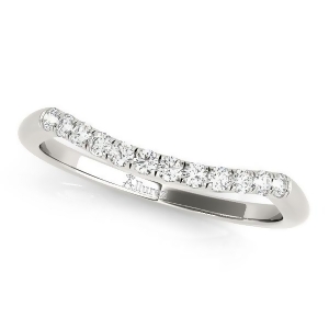 Diamond Contoured Wedding Band Ring 14k White Gold 0.18ct - All