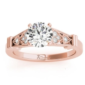 Diamond Heart Engagement Ring Vintage Style 14k Rose Gold 0.10ct - All