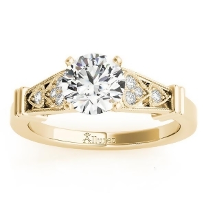 Diamond Heart Engagement Ring Vintage Style 14k Yellow Gold 0.10ct - All