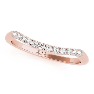 Diamond Contoured Wedding Band Ring 14k Rose Gold 0.18ct - All