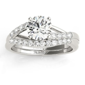 Diamond Accented Bypass Bridal Set Setting 14k White Gold 0.38ct - All