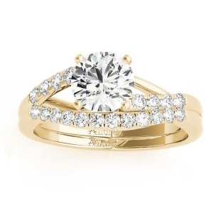Diamond Accented Bypass Bridal Set Setting 14k Yellow Gold 0.38ct - All