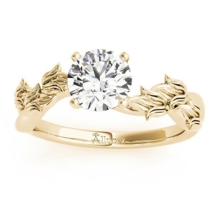 Solitaire Tulip Vine Leaf Engagement Ring Setting 14k Yellow Gold - All
