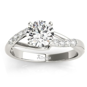 Diamond Accented Bypass Engagement Ring Setting 14k White Gold 0.20ct - All