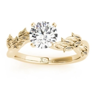 Solitaire Tulip Vine Leaf Engagement Ring Setting 18k Yellow Gold - All