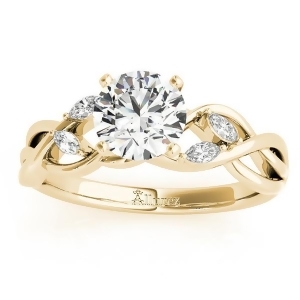 Diamond Marquise Vine Leaf Engagement Ring Setting 18k Yellow Gold 0.20ct - All