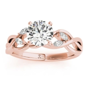 Diamond Marquise Vine Leaf Engagement Ring Setting 18k Rose Gold 0.20ct - All