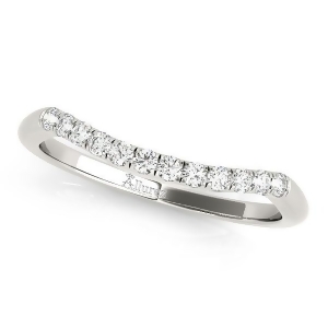 Diamond Contoured Wedding Band Ring 18k White Gold 0.18ct - All