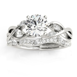 Diamond Marquise Vine Leaf Bridal Set Setting Platinum 0.43ct - All