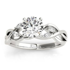 Diamond Marquise Vine Leaf Engagement Ring Setting 18k White Gold 0.20ct - All