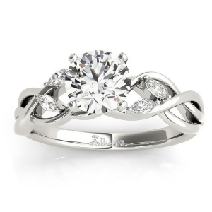 Diamond Marquise Vine Leaf Engagement Ring Setting Palladium 0.20ct - All