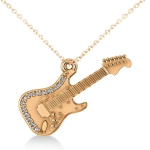 Diamond Guitar Music Pendant Necklace 14k Rose Gold 0.07ct - All