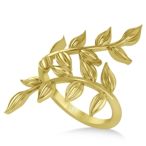 Olive Leaf Vine Plain Metal Fashion Ring 14k Yellow Gold - All