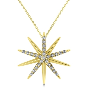 Diamond Starburst Pendant Necklace 14k Yellow Gold 0.13ct - All