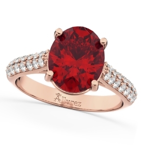 Oval Ruby and Diamond Engagement Ring 14k Rose Gold 4.42ct - All