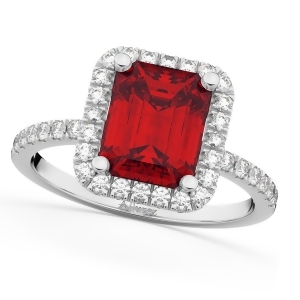 Ruby and Diamond Engagement Ring 14k White Gold 3.32ct - All