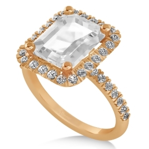 White Topaz and Diamond Engagement Ring 14k Rose Gold 3.32ct - All