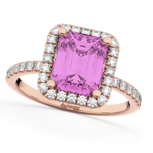 Pink Sapphire and Diamond Engagement Ring 14k Rose Gold 3.32ct - All