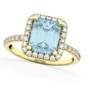 Aquamarine and Diamond Engagement Ring 14k Yellow Gold 3.32ct - All