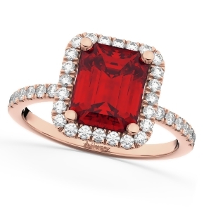 Ruby and Diamond Engagement Ring 14k Rose Gold 3.32ct - All