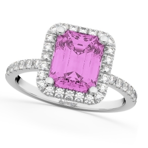 Pink Sapphire and Diamond Engagement Ring 14k White Gold 3.32ct - All