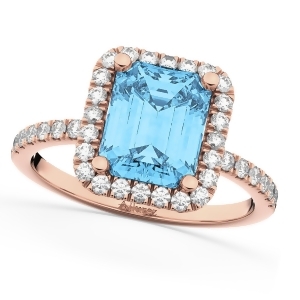 Blue Topaz and Diamond Engagement Ring 14k Rose Gold 3.32ct - All