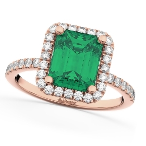 Emerald and Diamond Engagement Ring 14k Rose Gold 3.32ct - All