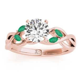 Emerald Marquise Vine Leaf Engagement Ring 14k Rose Gold 0.20ct - All