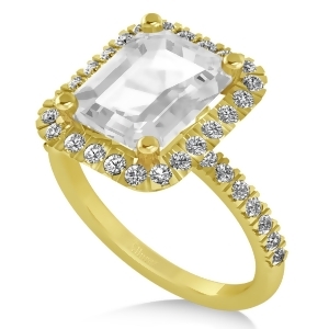 White Topaz Diamond Engagement Ring 18k Yellow Gold 3.32ct - All