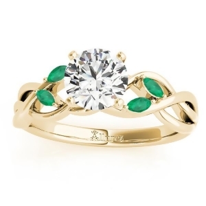 Emerald Marquise Vine Leaf Engagement Ring 14k Yellow Gold 0.20ct - All