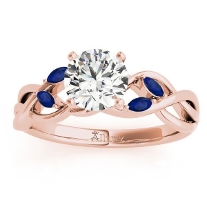 Blue Sapphire Marquise Vine Leaf Engagement Ring 18k Rose Gold 0.20ct - All