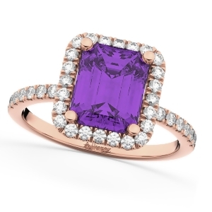 Amethyst and Diamond Engagement Ring 18k Rose Gold 3.32ct - All
