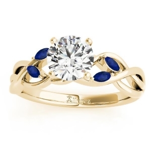 Blue Sapphire Marquise Vine Leaf Engagement Ring 14k Yellow Gold 0.20ct - All