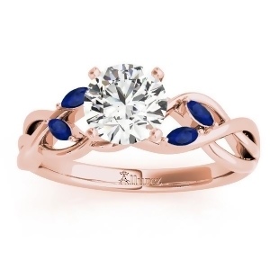 Blue Sapphire Marquise Vine Leaf Engagement Ring 14k Rose Gold 0.20ct - All