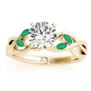 Emerald Marquise Vine Leaf Engagement Ring 18k Yellow Gold 0.20ct - All